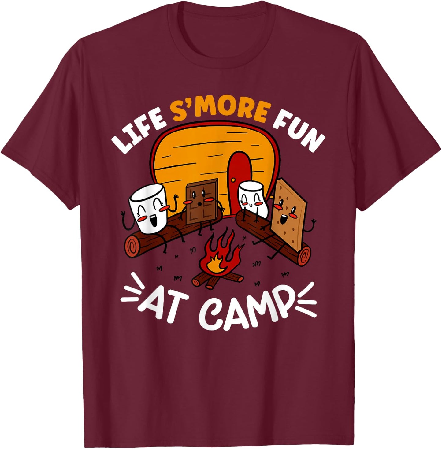 Funny S'mores Camping Campfire Marshmallow Life S'more Fun T-Shirt - T-Shirt | Maroon