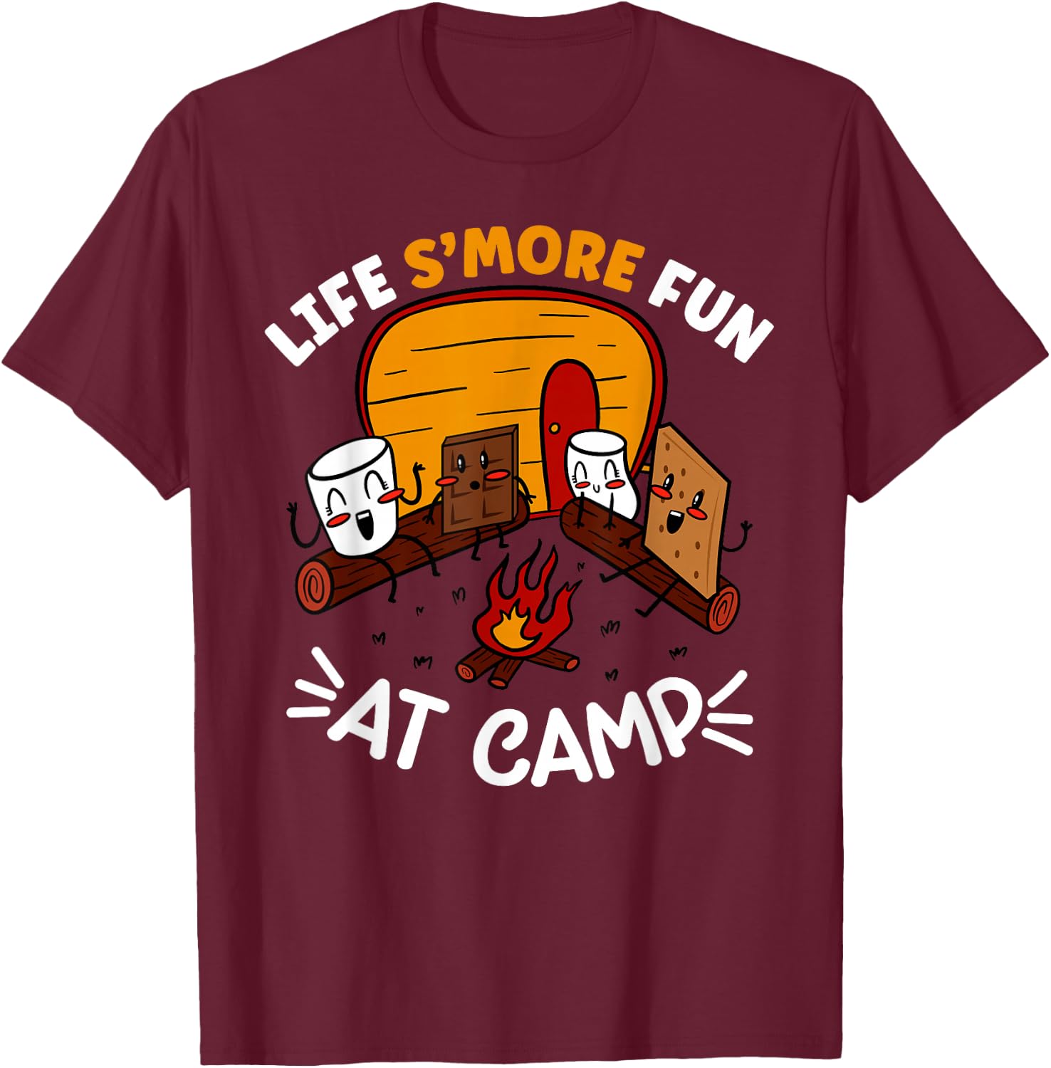 Funny S'mores Camping Campfire Marshmallow Life S'more Fun T-Shirt - T-Shirt | Maroon