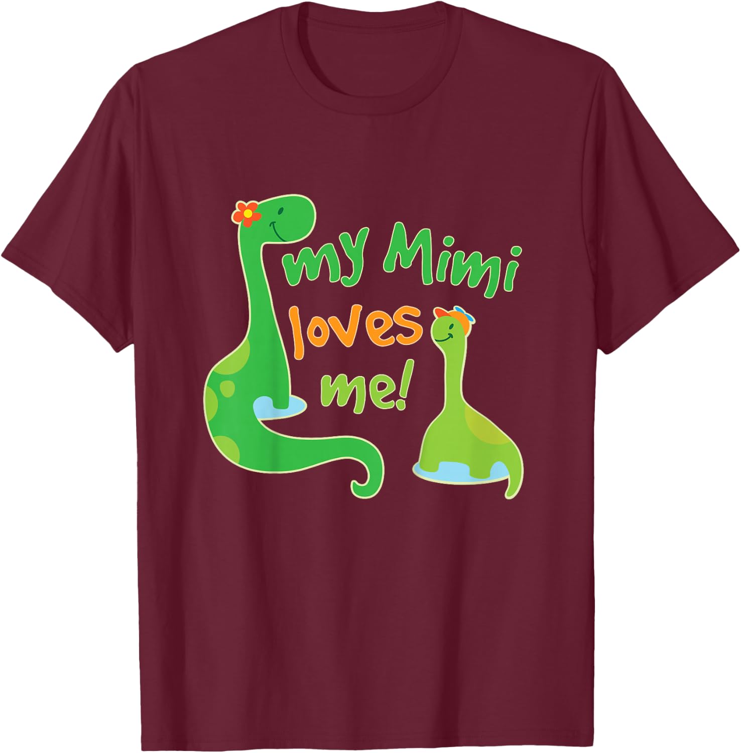 Kids My Mimi Loves Me Grandson Dinosaur T-Shirt - T-Shirt | Maroon