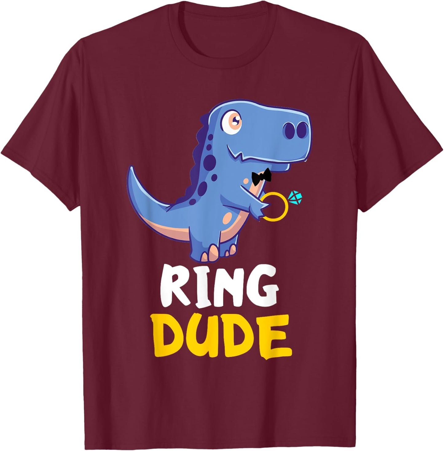 Ring Bearer Ring Dude Dino T-Rex Wedding Party Security Ring T-Shirt - T-Shirt | Maroon