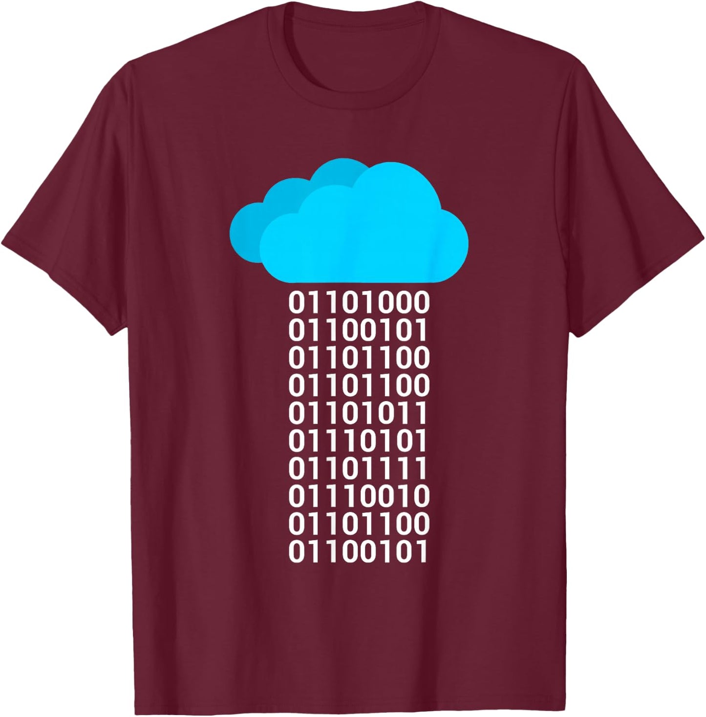 Funny Programmer Cloud Big Data Developer Nerd Binary T-Shirt - T-Shirt | Maroon