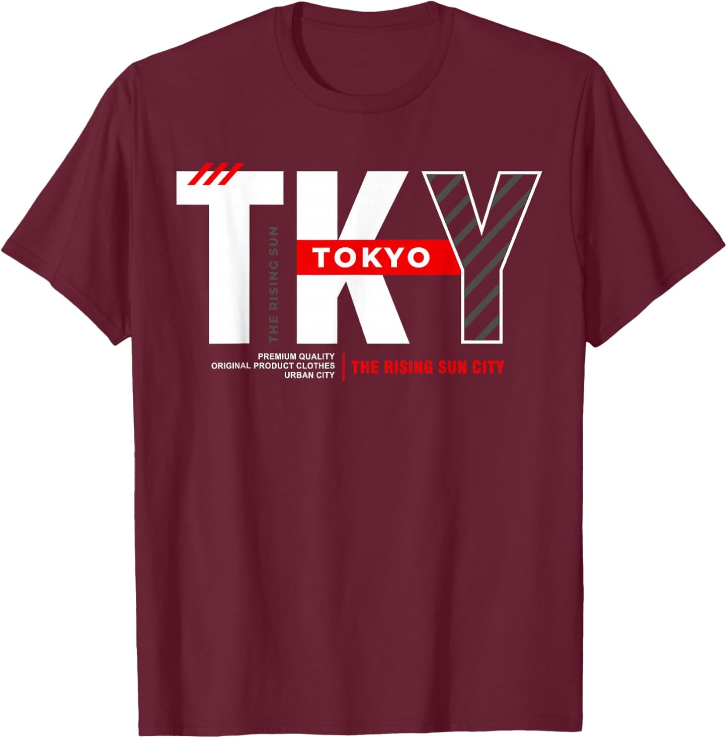 TKY Tokyo The Rising Sun City T-Shirt - T-Shirt | Maroon