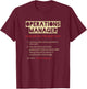 Operations Manager Funny Dictionary Definition Humour T-Shirt - T-Shirt | Maroon