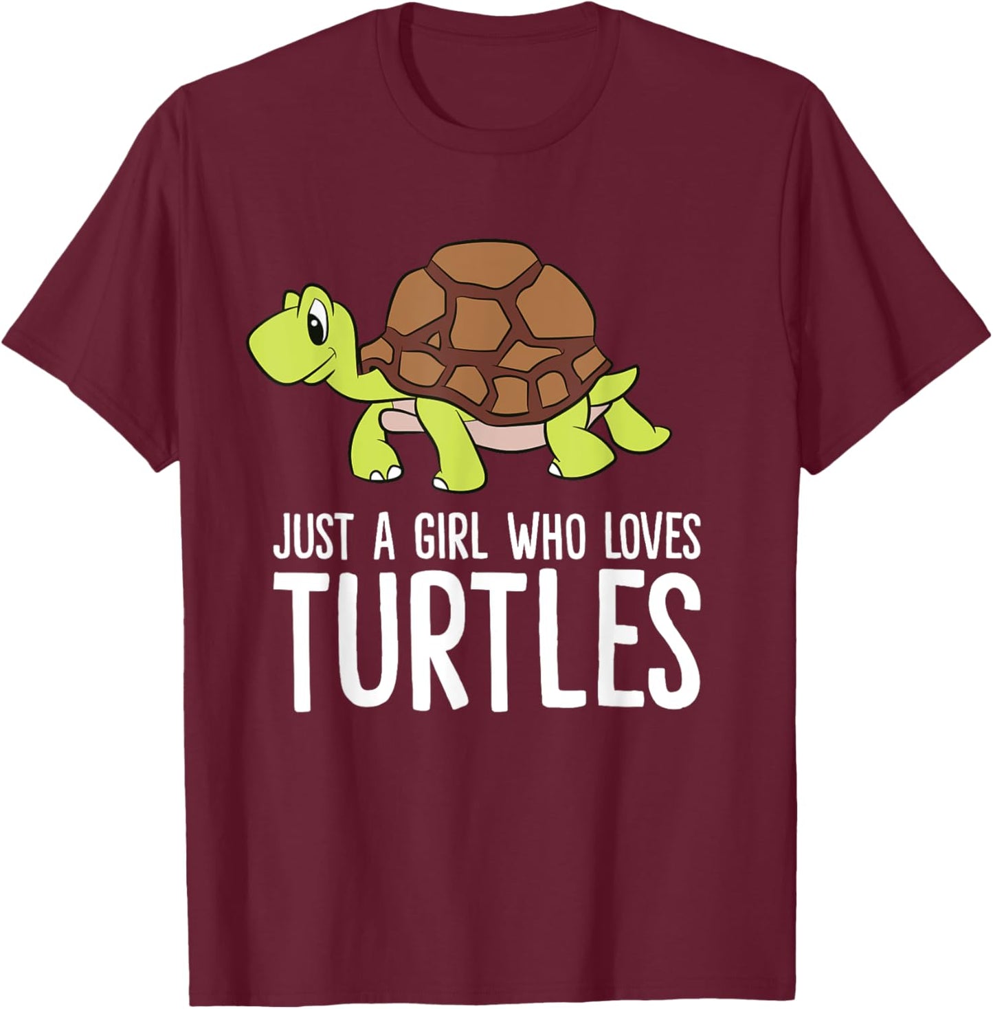 Just a Girl Who Loves Turtles Cute Turtle T-Shirt - T-Shirt | Maroon