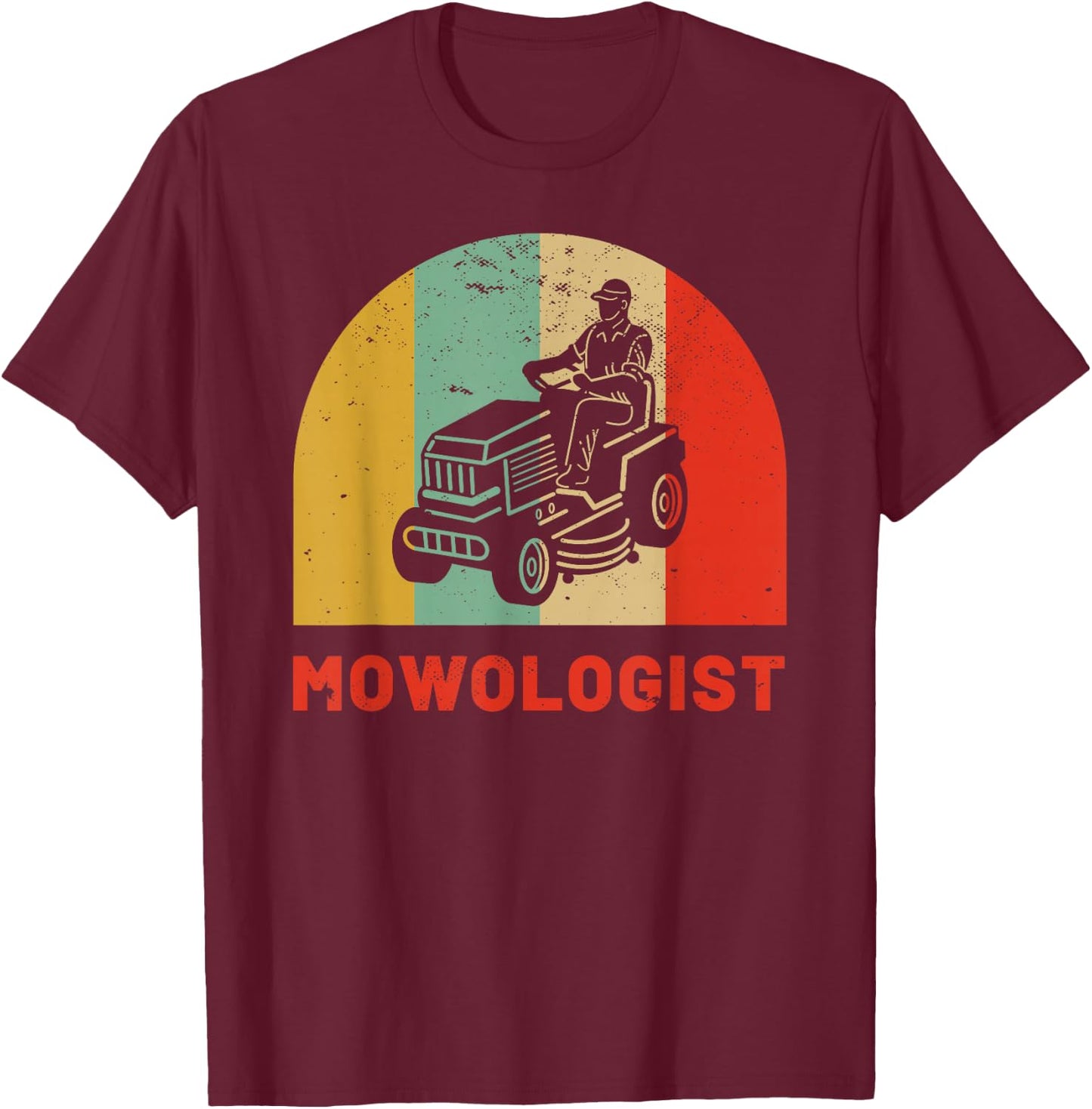 Funny Lawn Mower Vintage Mowologist Yard Work Lawn Trak T-Shirt - T-Shirt | Maroon