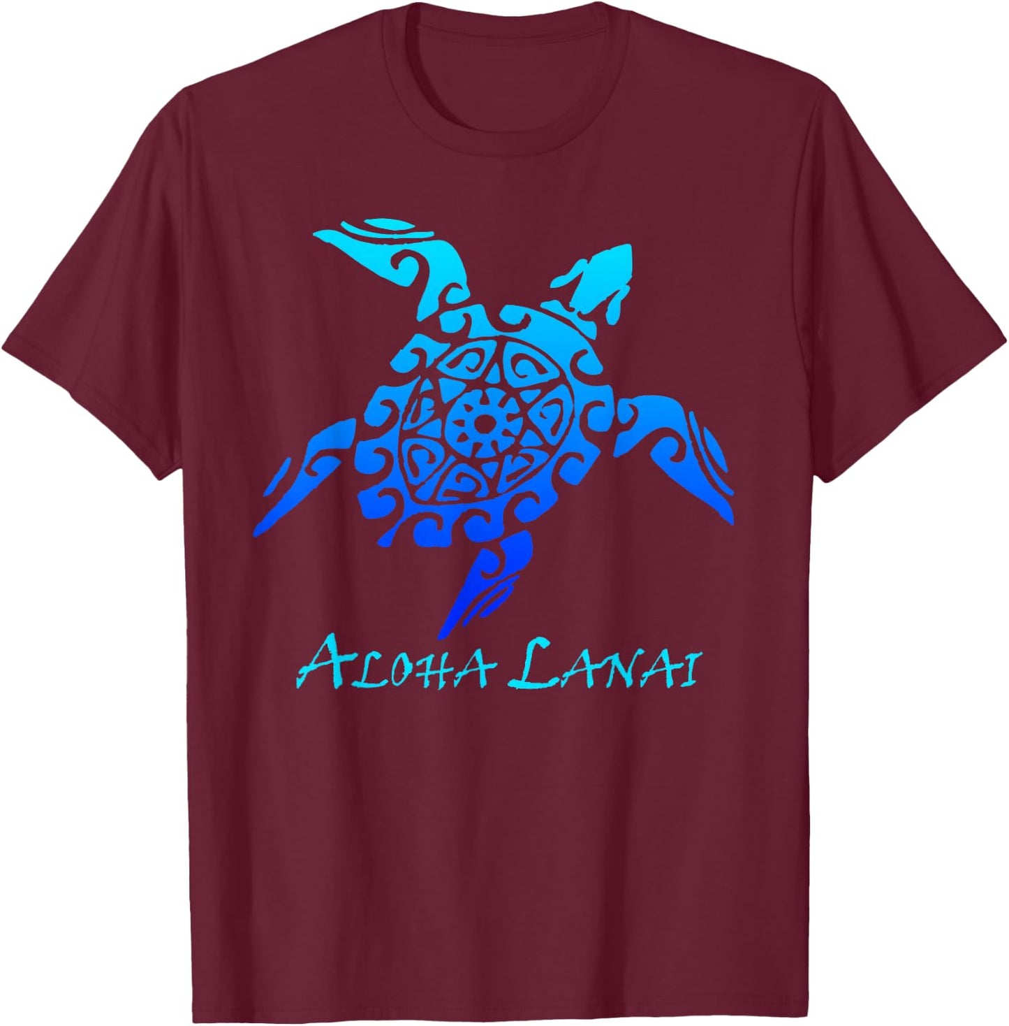 Aloha Lanai Vintage Hawaiian Island Tribal Turtle T-Shirt - T-Shirt | Maroon