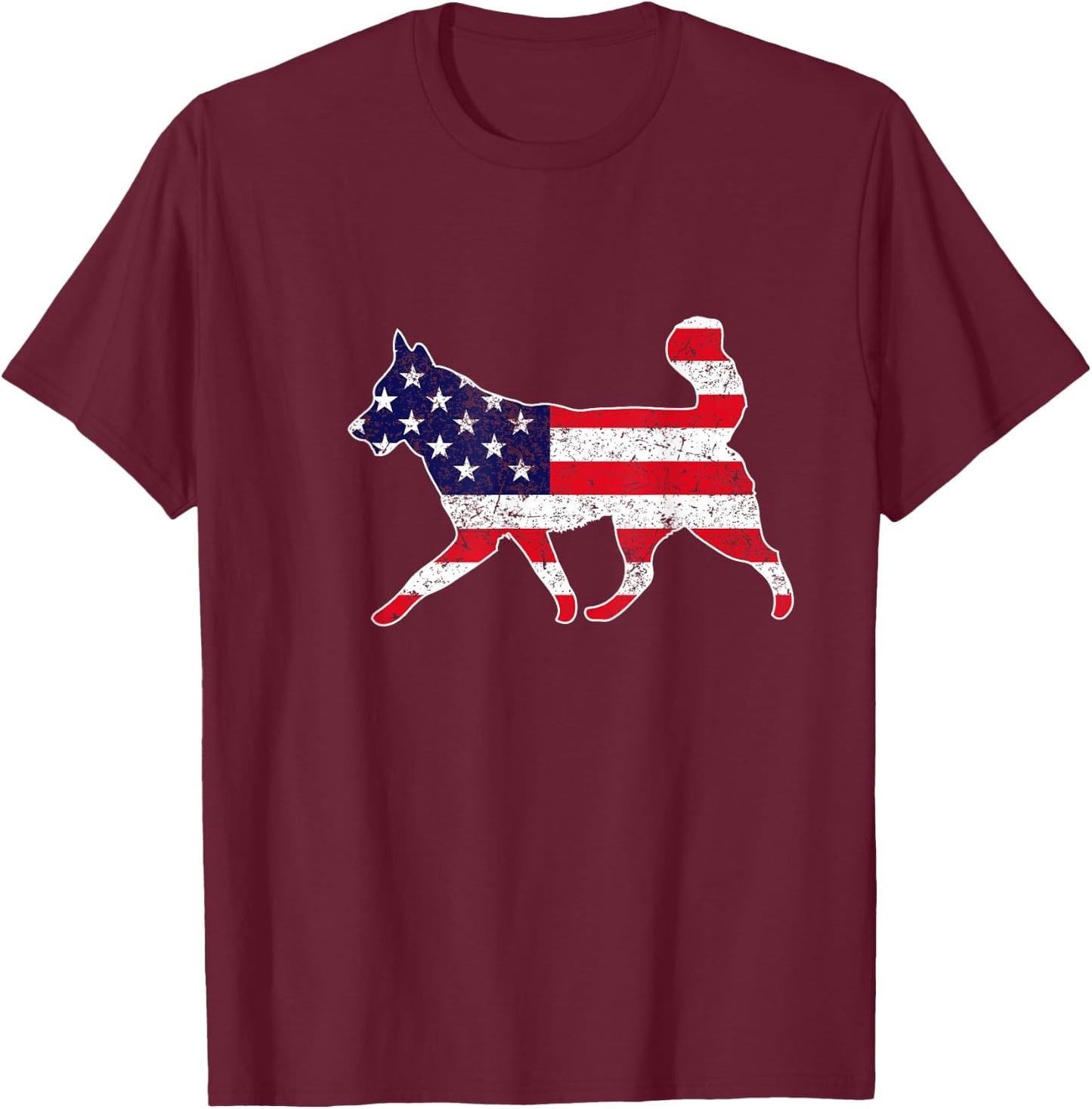 4th Of July Siberian Husky Dog Graphic Patriotic USA Flag T-Shirt - T-Shirt | Maroon
