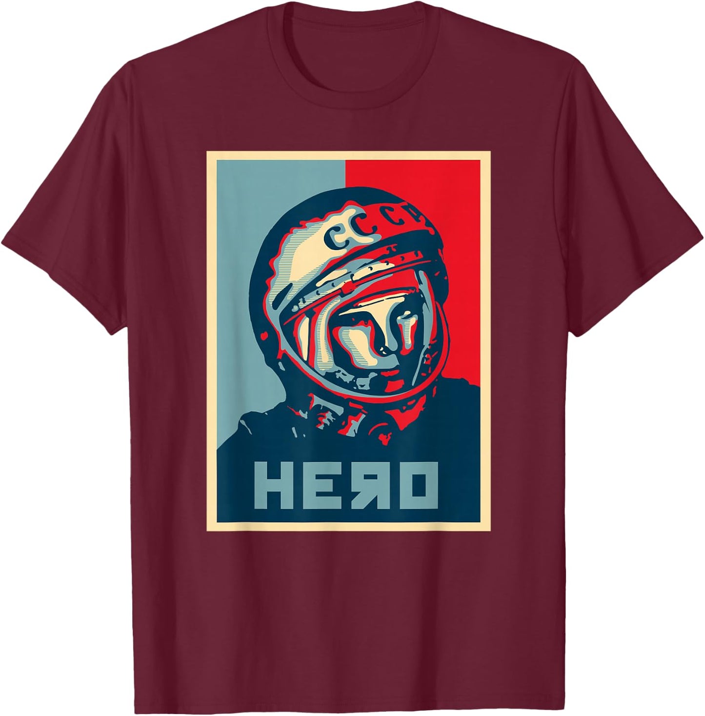 Yuri Gagarin USSR Soviet Hero Astronaut Russian Space T-Shirt - T-Shirt | Maroon