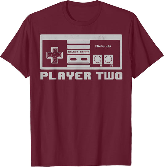 Nintendo NES Controller Player Two 8-Bit Graphic T-Shirt - T-Shirt | Maroon