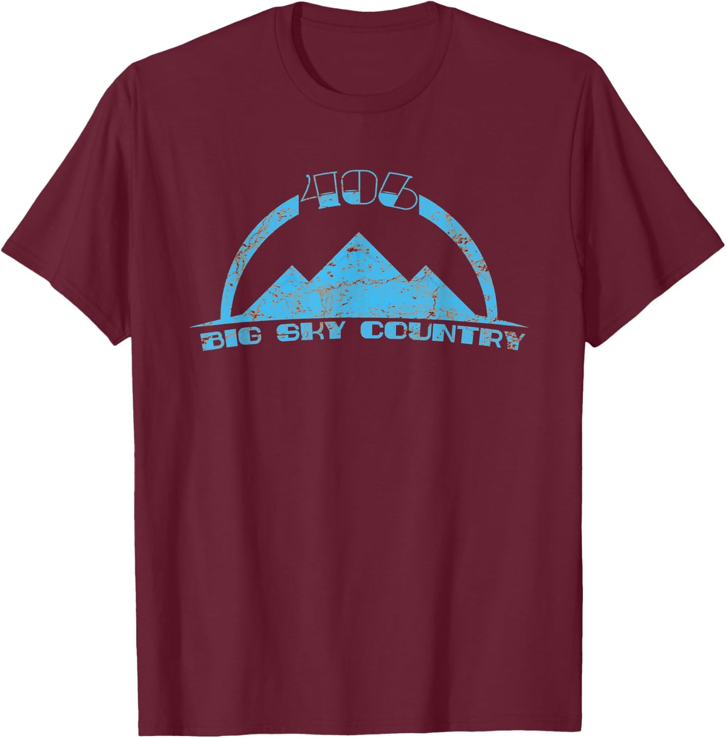 406 Big Sky Country Montana Distressed State Pride T-Shirt - T-Shirt | Maroon