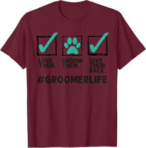 Funny Dog Groomer Gift Women Cool Pet Dog Grooming T-Shirt - T-Shirt | Maroon