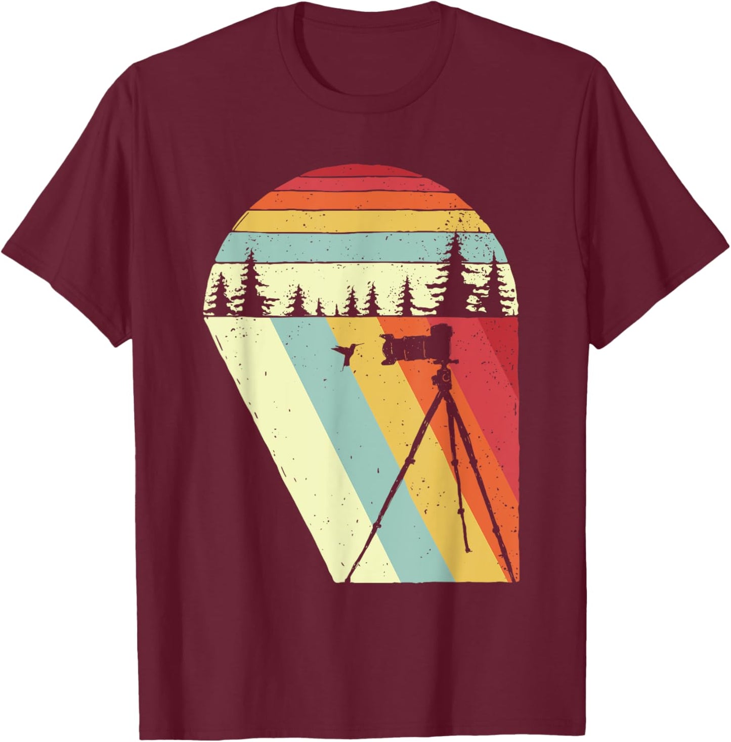 Vintage Retro Bird Photographer Wildlife Camera T-Shirt - T-Shirt | Maroon