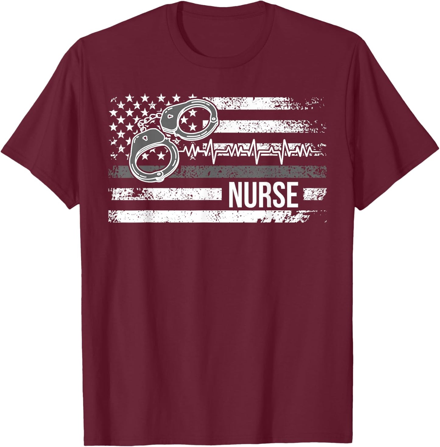 Correctional Nurse American Flag Corrections Nursing T-Shirt - T-Shirt | Maroon