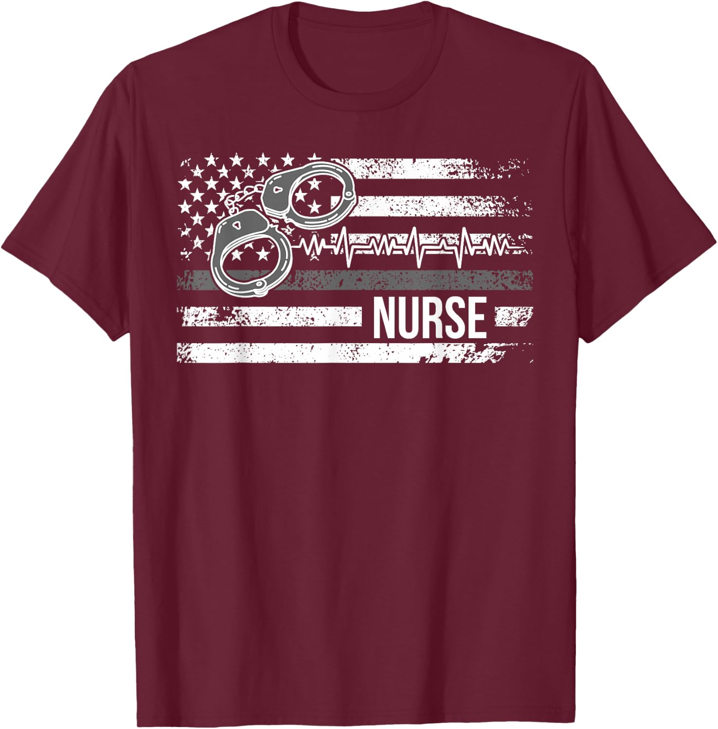 Correctional Nurse American Flag Corrections Nursing T-Shirt - T-Shirt | Maroon