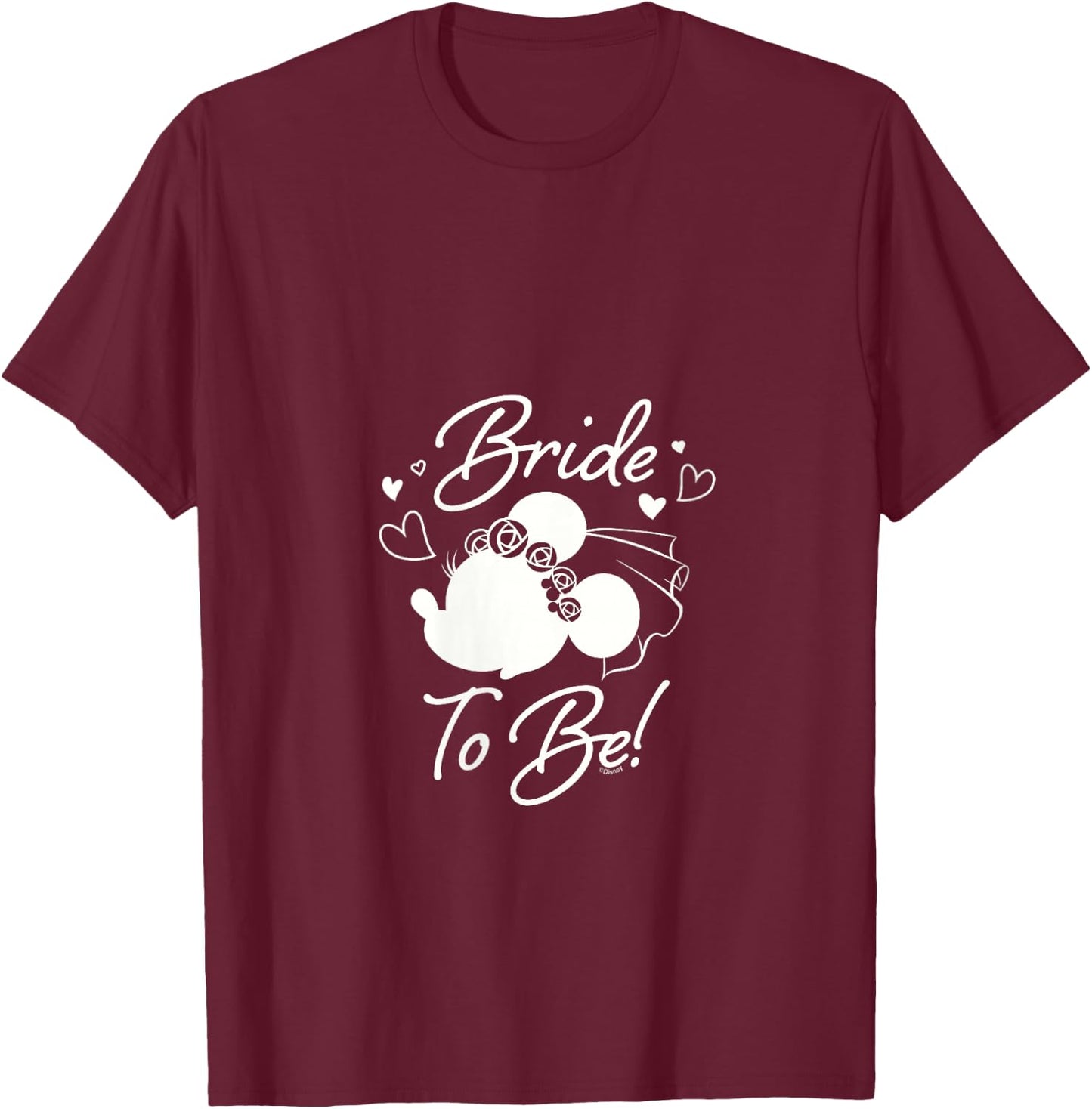 Disney Minnie Mouse Bride to Be Wedding Bridal Bachelorette V-Neck T-Shirt - T-Shirt | Maroon