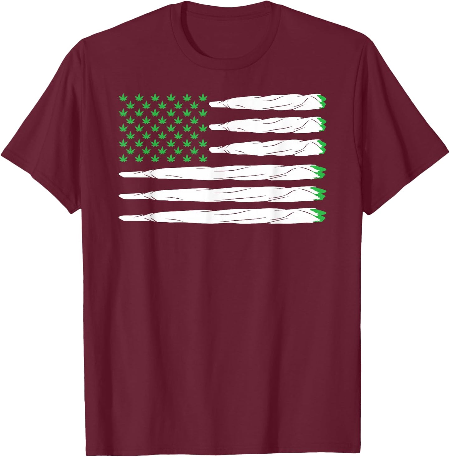 Blunt American Flag Weed Marijuana Cannabis USA Gift T-Shirt - T-Shirt | Maroon