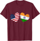 USA India Flag Heart Valentines Day Indian American T-Shirt - T-Shirt | Maroon