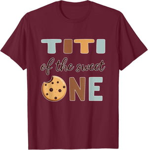 1st Birthday Cookie Aunt Titi of The Sweet One T-Shirt - T-Shirt | Maroon