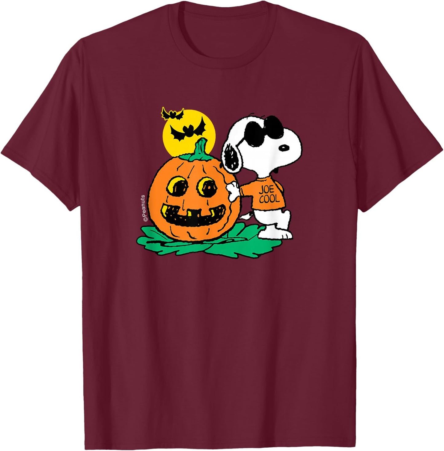 Peanuts - Halloween - Joe Cool T-Shirt - T-Shirt | Maroon