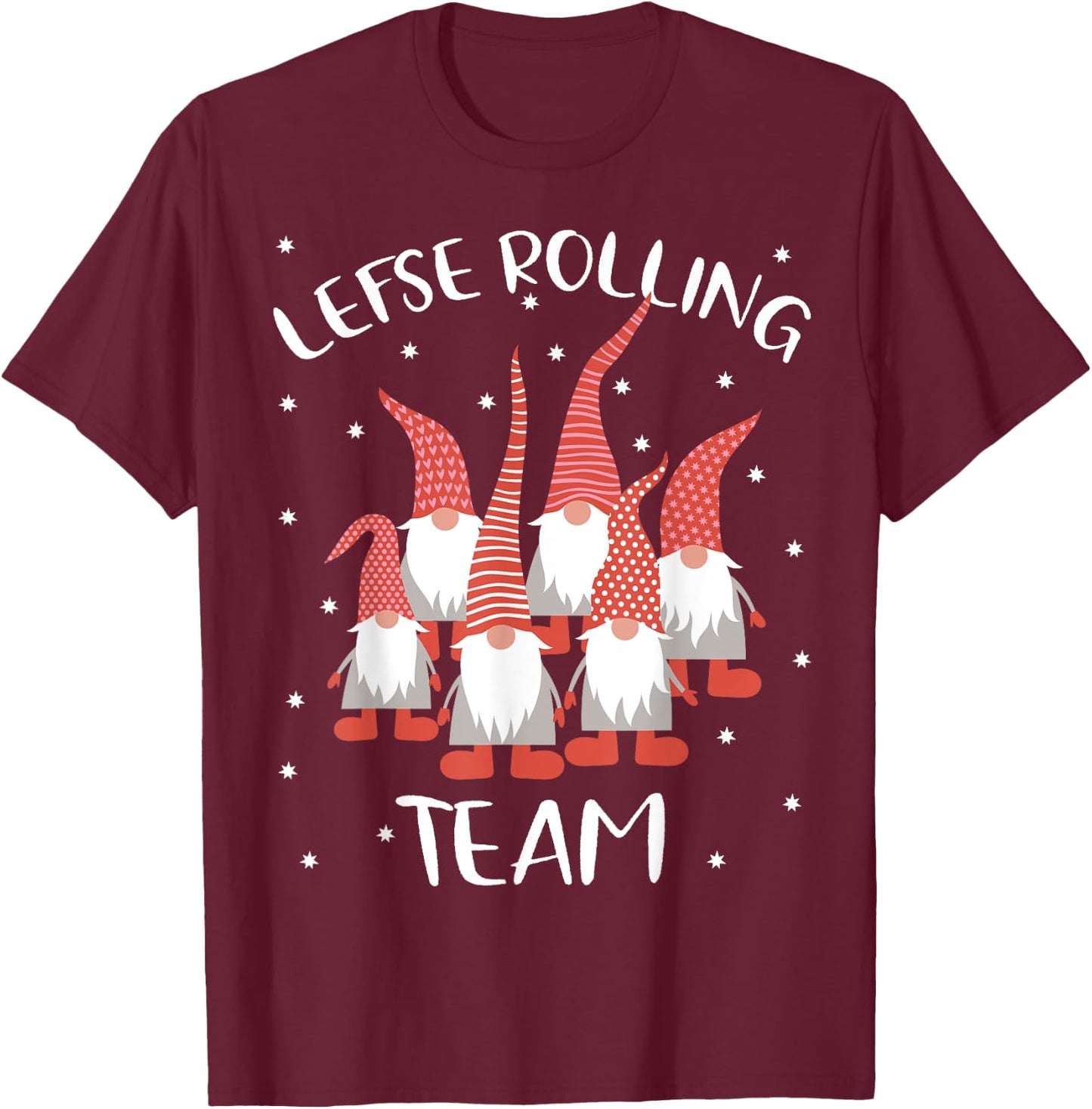 Lefse Rolling Team God Jul Gnome Tomte Xmas Santa Christmas T-Shirt - T-Shirt | Maroon