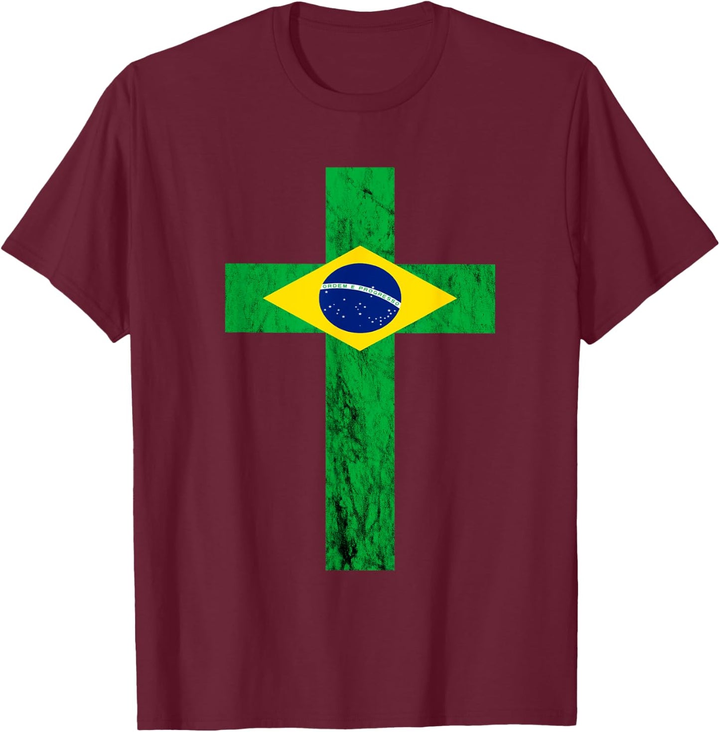 Brazil Jesus Cross Brazileiro Christian T-Shirt - T-Shirt | Maroon