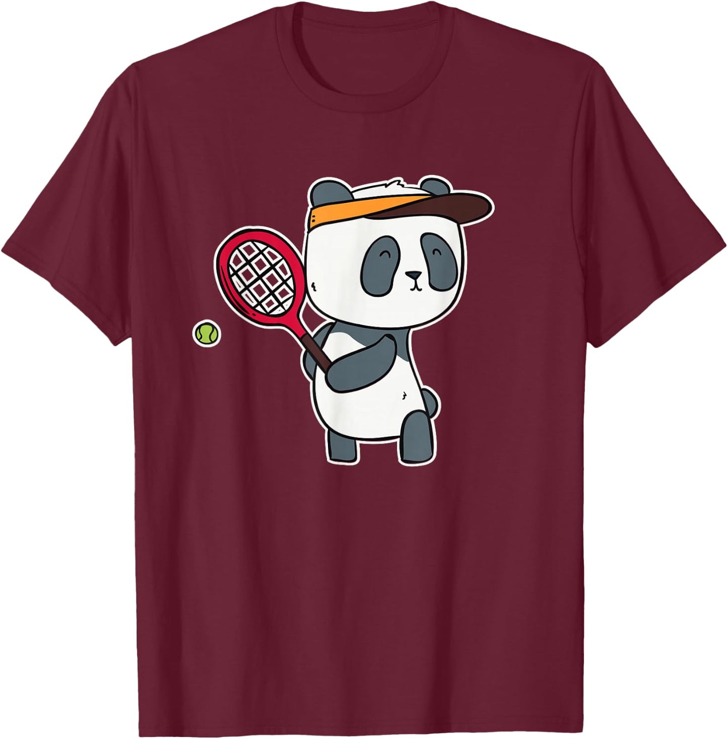 Tennis Playing Panda - Girls Tennis Animal T-Shirt - T-Shirt | Maroon