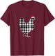 Chicken Christmas Shirt Black And White Buffalo Plaid Pajama T-Shirt - T-Shirt | Maroon