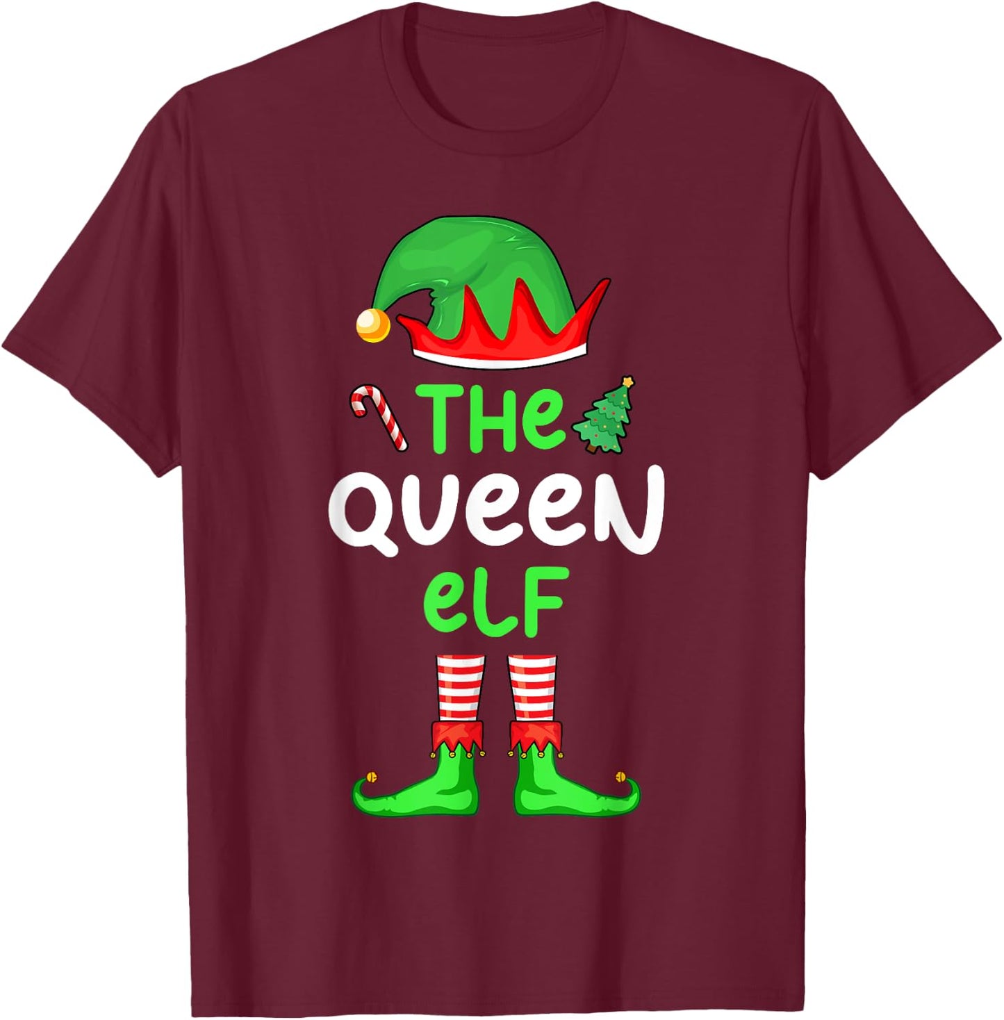 I'm The Queen Elf Christmas Family Matching Pajama T-Shirt - T-Shirt | Maroon