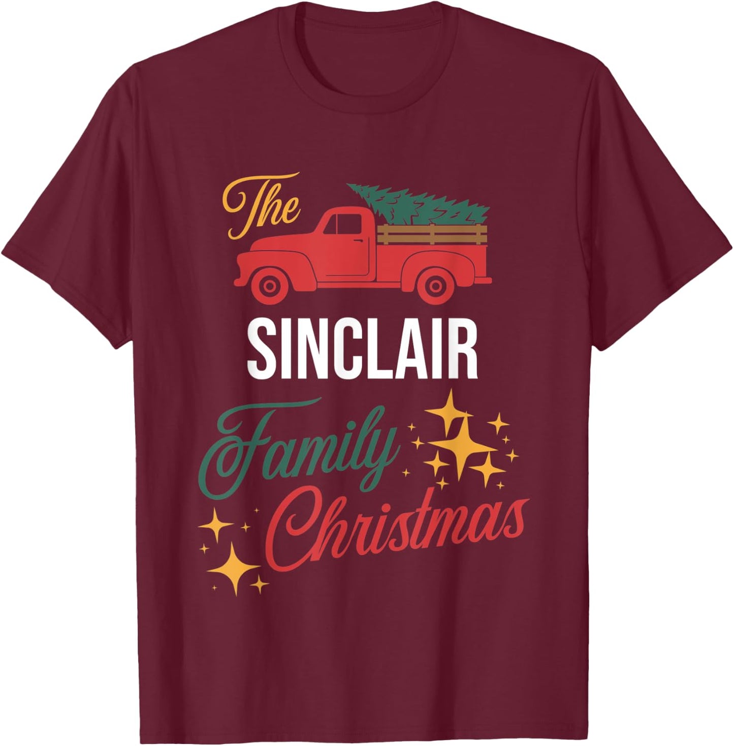 The Sinclair Family Christmas Matching Pajamas Group Gift T-Shirt - T-Shirt | Maroon