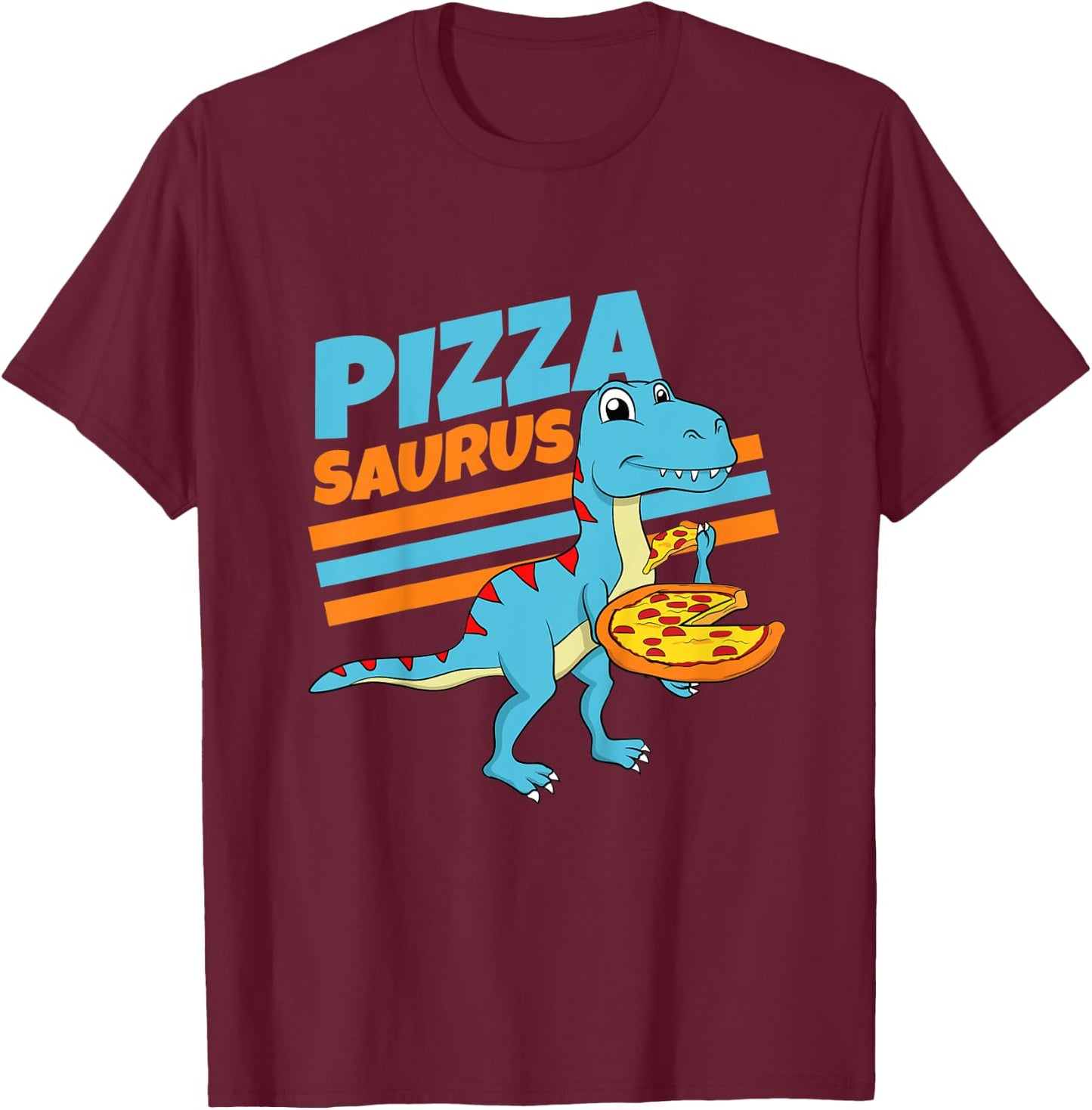 Kids Pizzasaurus Pizza Dino Dinosaur T-Rex Pizza For Toddler Boy T-Shirt - T-Shirt | Maroon