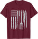 American Flag Utensil Bbq Tools Griller Pitmaster Barbecuing Men T-Shirt - T-Shirt | Maroon
