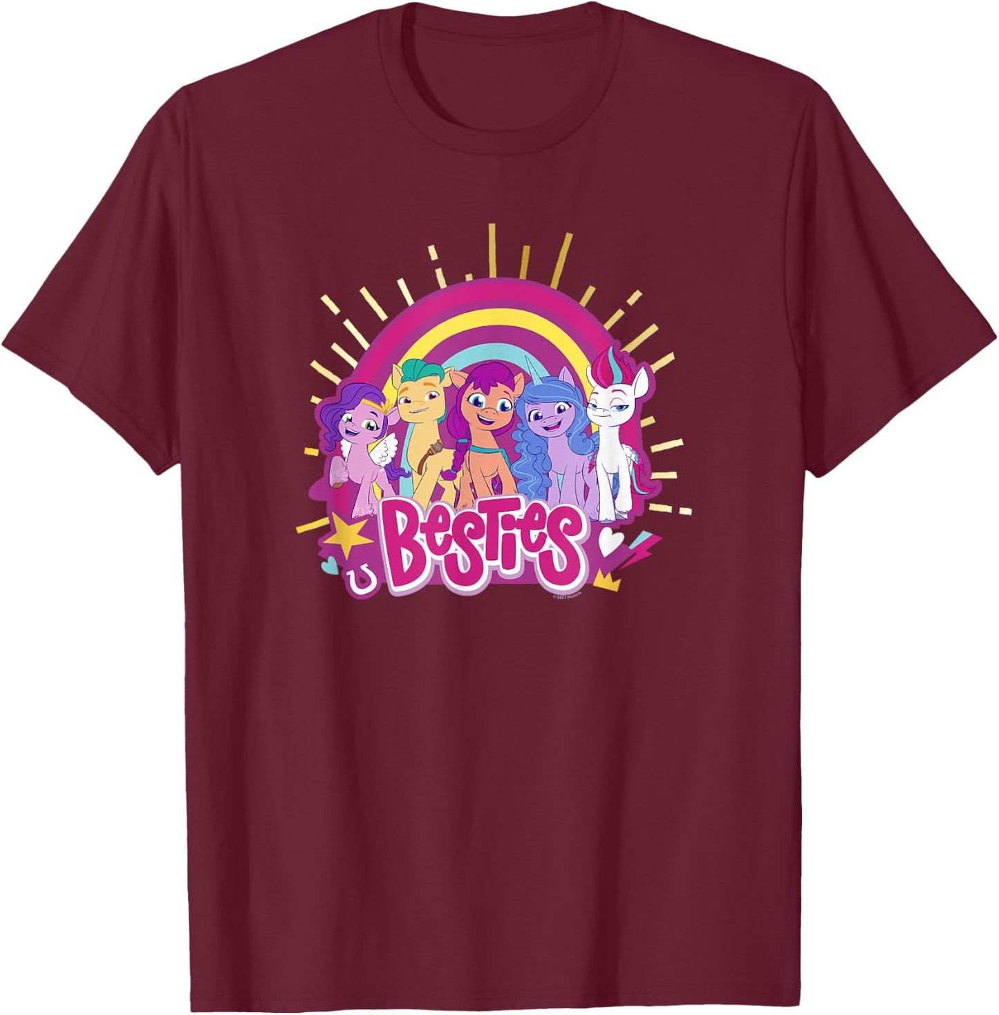 My Little Pony: A New Generation Besties Group Rainbow T-Shirt - T-Shirt | Maroon