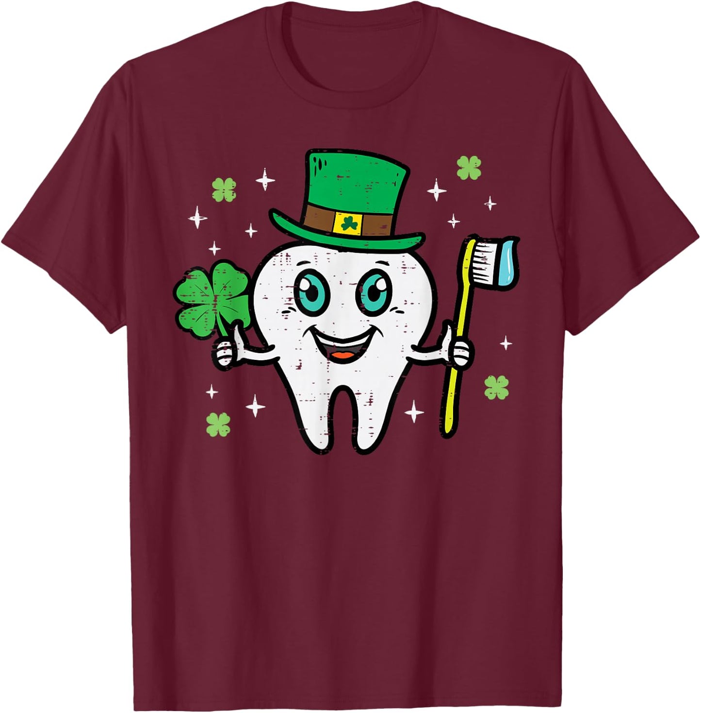 St Patricks Day Dental Tooth Saint Paddys Dentist Men Women T-Shirt - T-Shirt | Maroon