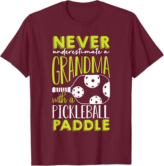 Funny Pickleball Grandma Shirt Grandmother Pickleball T-Shirt - T-Shirt | Maroon