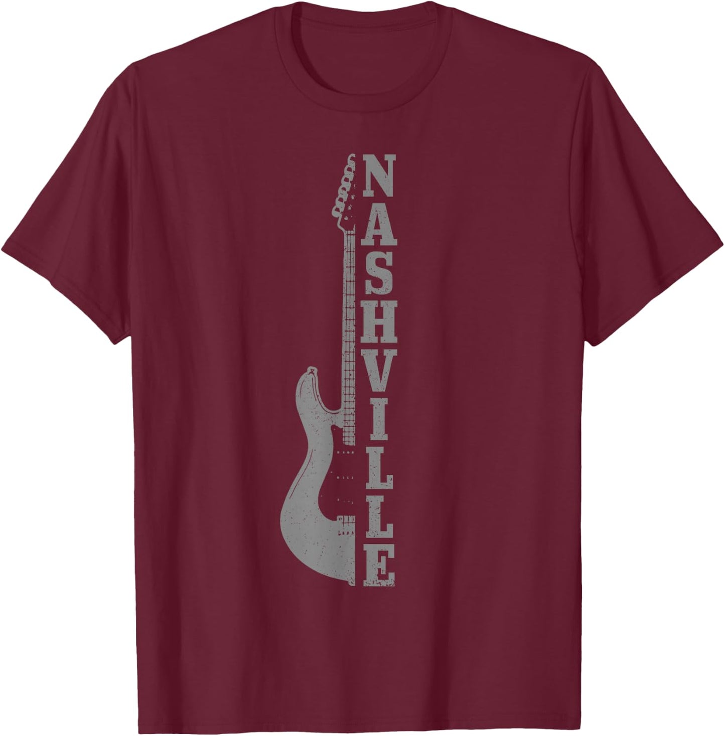 Nashville Tennessee Vintage Country Music City Guitar T-Shirt - T-Shirt | Maroon