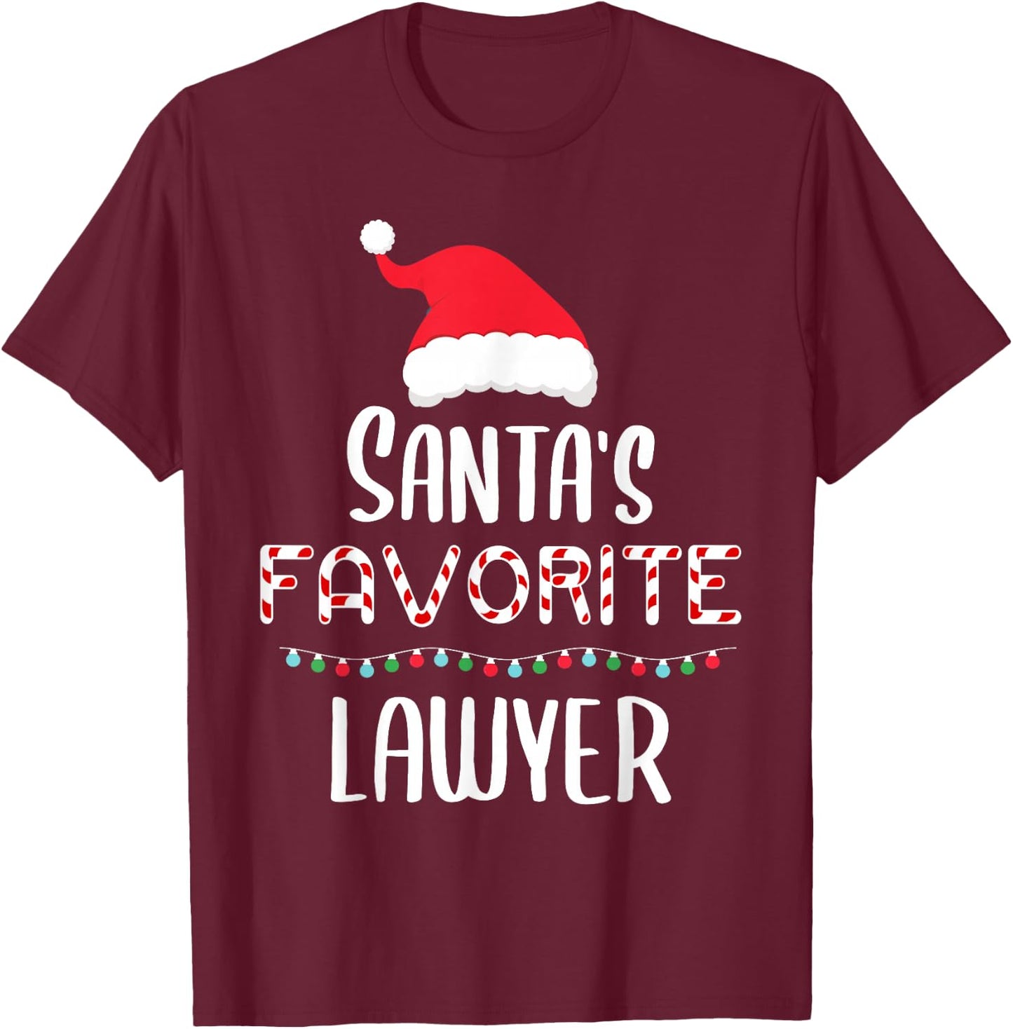 Santas Favorite Lawyer Pajamas - Xmas Lawyer Costume T-Shirt - T-Shirt | Maroon