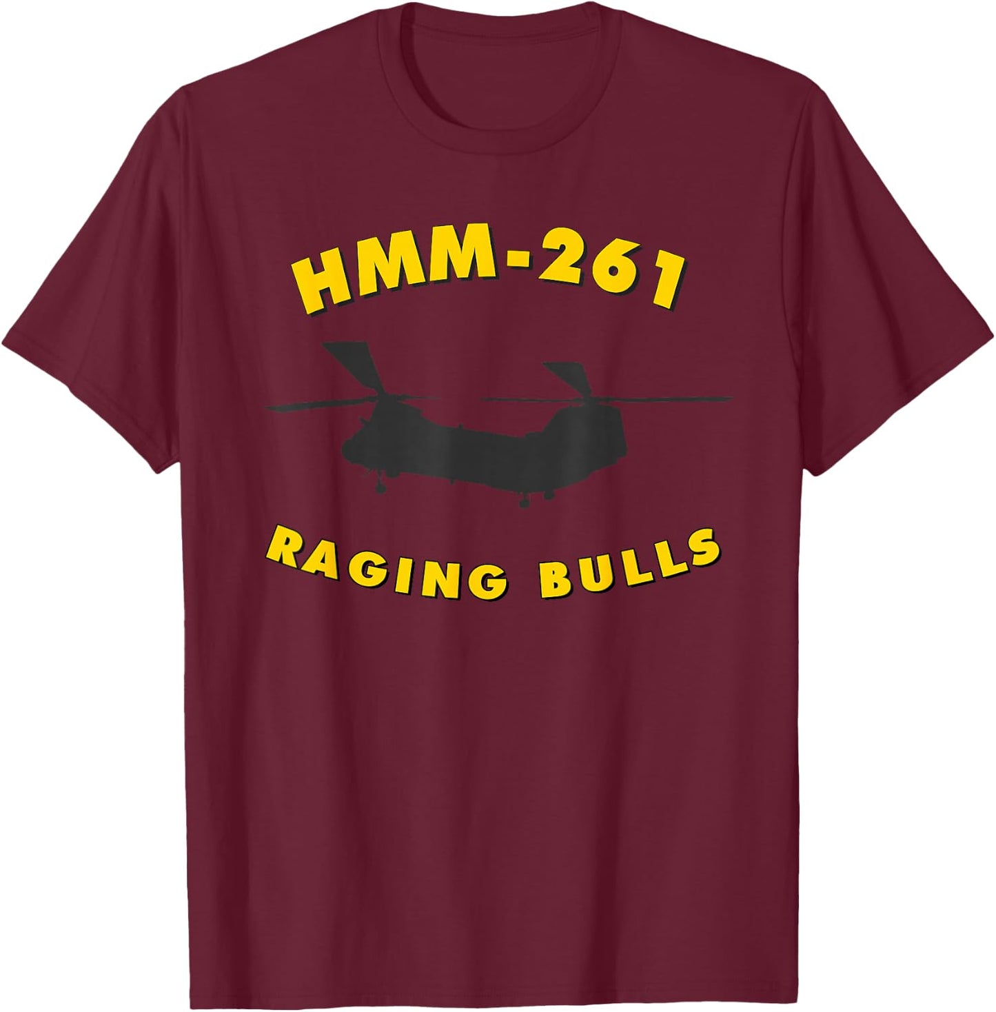 HMM-261 Helicopter Squadron CH-46 Sea Knight T-Shirt - T-Shirt | Maroon