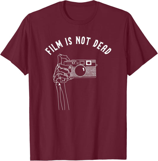 Film Is Not Dead | Vintage Analog Camera Photography T Shirt T-Shirt - T-Shirt | Maroon