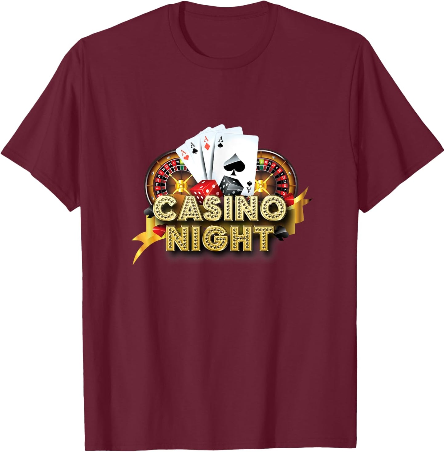 3EPL Poker Casino Stuff Casino Night Poker Black -Adults -Kids Small Black Short Sleeve T-Shirt - T-Shirt | Maroon