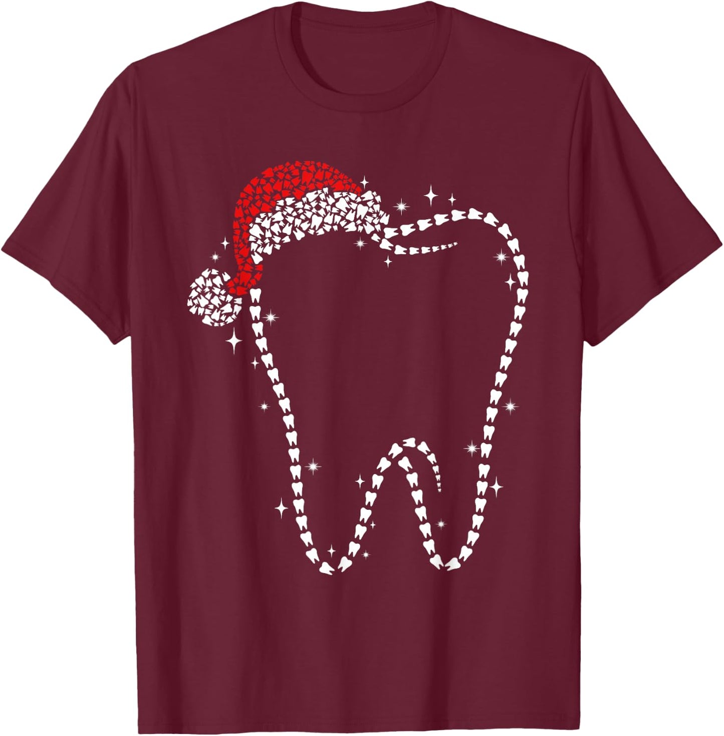 Funny Christmas Tooth Santa Hat Dental Life Dentist Holiday T-Shirt - T-Shirt | Maroon