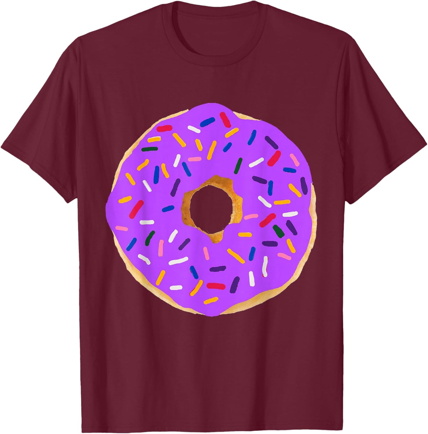 Purple Donut Costume Funny Food Couples Halloween Party BFFs T-Shirt - T-Shirt | Maroon