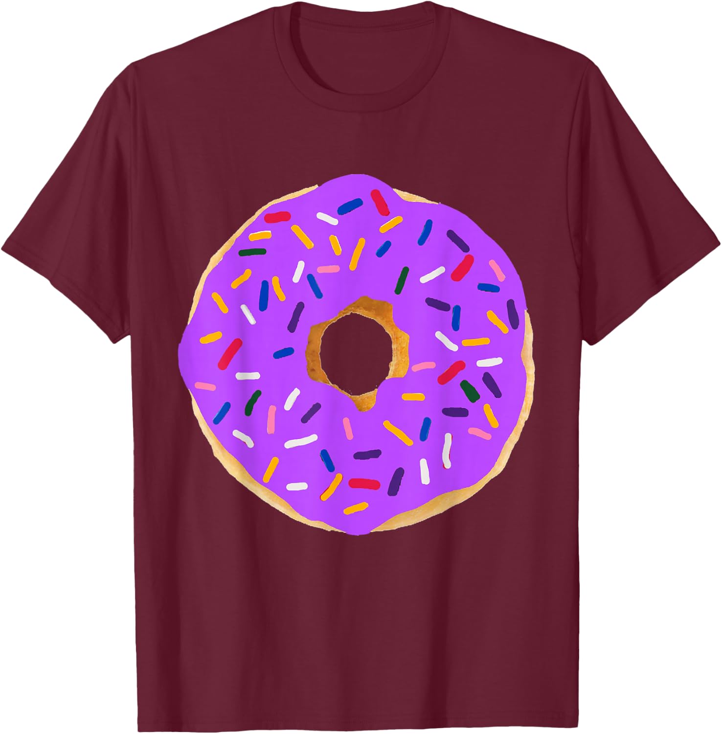Purple Donut Costume Funny Food Couples Halloween Party BFFs T-Shirt - T-Shirt | Maroon