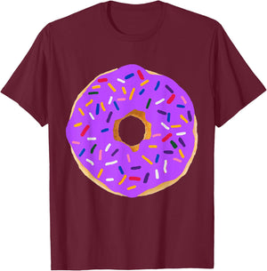 Purple Donut Costume Funny Food Couples Halloween Party BFFs T-Shirt - T-Shirt | Maroon