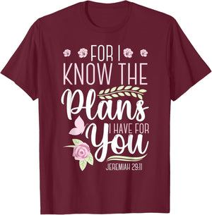 Christian Bible Verse Jeremiah 29:11 T-Shirt - T-Shirt | Maroon