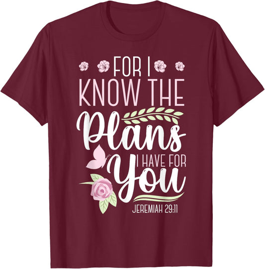 Christian Bible Verse Jeremiah 29:11 T-Shirt - T-Shirt | Maroon