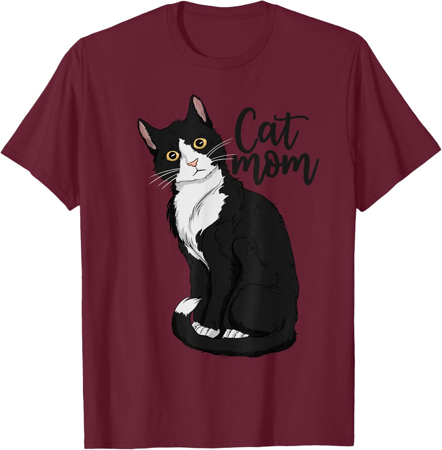 Tuxedo Cat Mom Gift Cat Mom Tuxedo Cat Mom Women Girls Kids T-Shirt - T-Shirt | Maroon