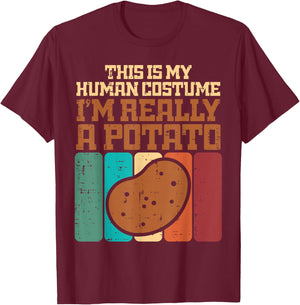 My Human Costume Im A Potato Funny Halloween Men Women Kids T-Shirt - T-Shirt | Maroon