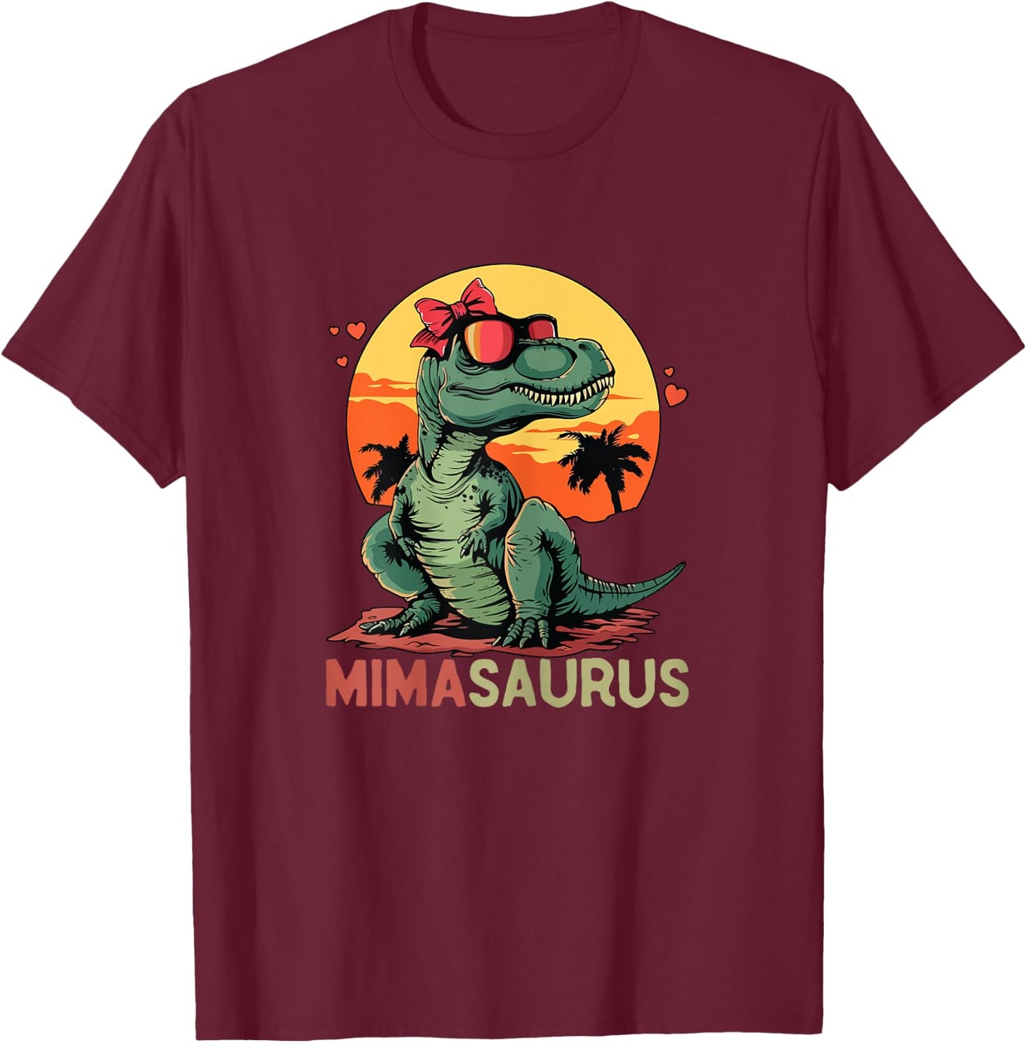MimaSaurus Dino Dinosaur Mima-Saurus T-Rex Mother's Day Trex T-Shirt - T-Shirt | Maroon
