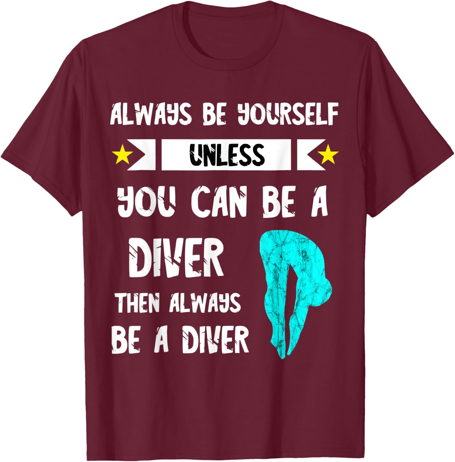 Diver Platform Springboard Diving Board Swimming Dive T-Shirt - T-Shirt | Maroon