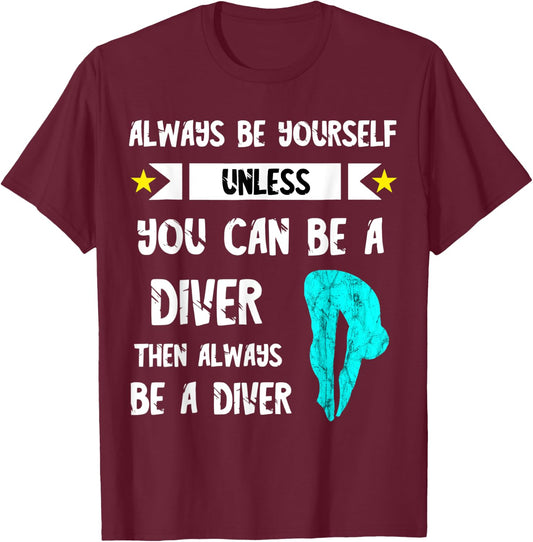 Diver Platform Springboard Diving Board Swimming Dive T-Shirt - T-Shirt | Maroon